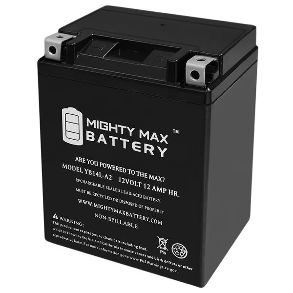 YB14L-A2 12V 12Ah Battery for Aprilia 500 Atlantic 2003-2005, Mighty Max Battery, Mfr#: YB14L-A21